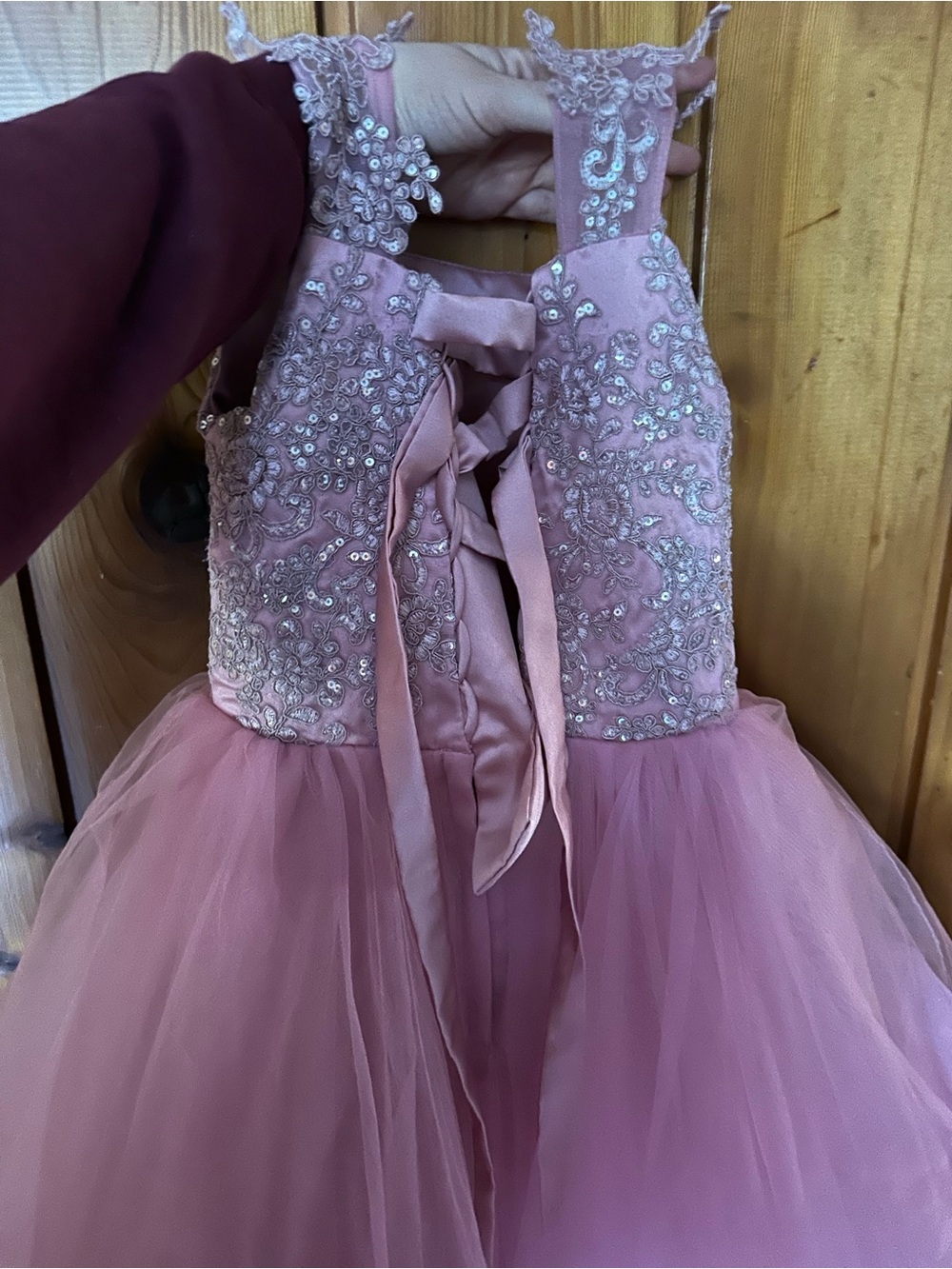 Pink Ruffled Tulle Flower Girl / Pageant Dress - Picture 3 of 4
